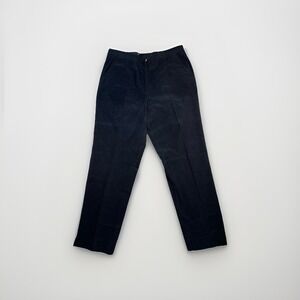 Faconnable Womens Corduroy Pants Navy Sz 16 Stretch Flat Front Cotton Fine Wale